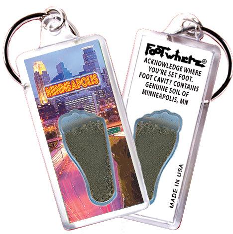 Minneapolis FootWhere® Souvenir Keychain. Made in USA-FootWhere® Souvenirs