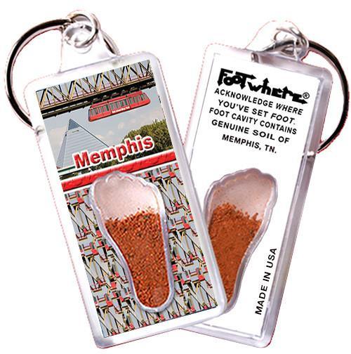 Memphis FootWhere® Souvenir Keychain. Made in USA-FootWhere® Souvenirs