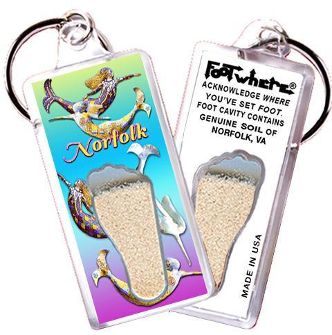 Norfolk FootWhere® Souvenir Keychain. Made in USA-FootWhere® Souvenirs
