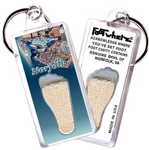 Norfolk FootWhere® Souvenir Keychain. Made in USA-FootWhere® Souvenirs