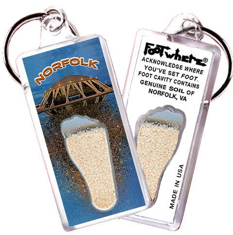 Norfolk FootWhere® Souvenir Keychains. 6 Piece Set. Made in USA - FootWhere® Souvenir Shop