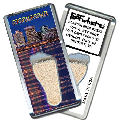 Norfolk FootWhere® Souvenir Fridge Magnets. 6 Piece Set. Made in USA - FootWhere® Souvenir Shop
