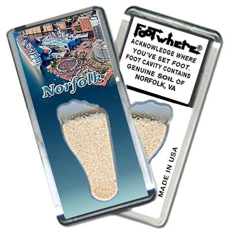 Norfolk FootWhere® Souvenir Fridge Magnet. Made in USA-FootWhere® Souvenirs