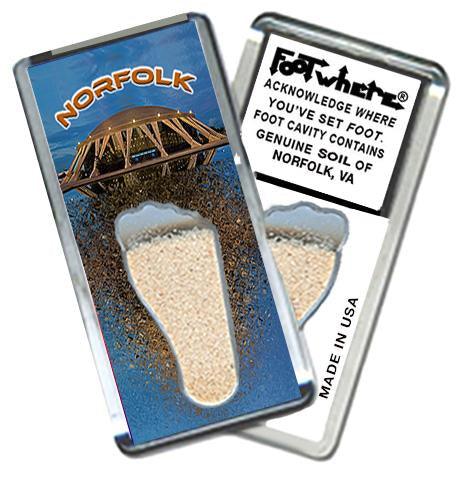 Norfolk FootWhere® Souvenir Fridge Magnet. Made in USA-FootWhere® Souvenirs