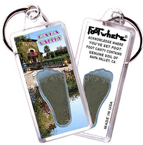 Napa Valley FootWhere® Souvenir Keychain. Made in USA-FootWhere® Souvenirs