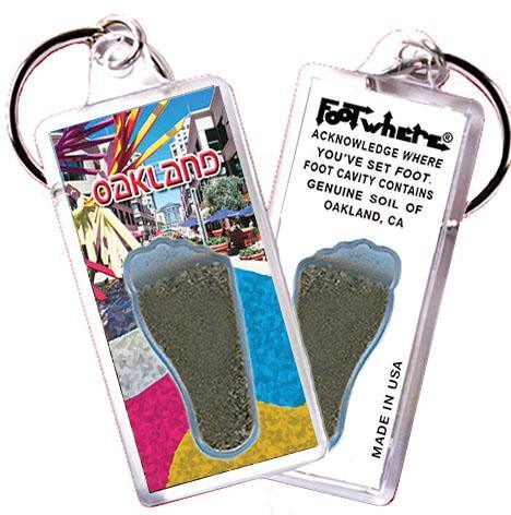Oakland FootWhere® Souvenir Keychain. Made in USA-FootWhere® Souvenirs