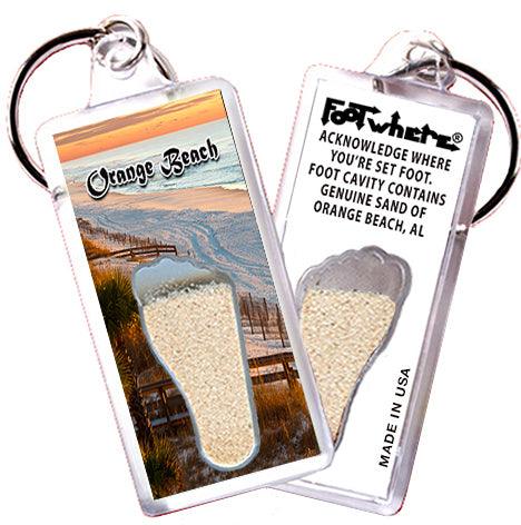 Orange Beach FootWhere® Souvenir Keychain. Made in USA - FootWhere® Souvenir Shop