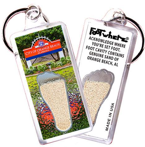 Orange Beach FootWhere® Souvenir Keychains. 6 Piece Set. Made in USA - FootWhere® Souvenir Shop