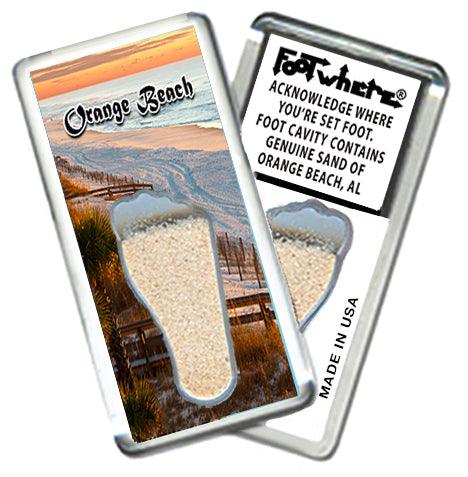 Orange Beach FootWhere® Souvenir Fridge Magnet. Made in USA - FootWhere® Souvenir Shop