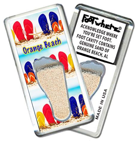 Orange Beach FootWhere® Souvenir Fridge Magnets. 6 Piece Set. Made in USA - FootWhere® Souvenir Shop