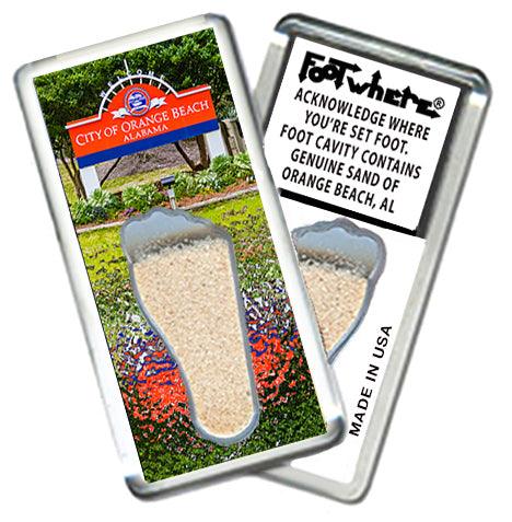 Orange Beach FootWhere® Souvenir Fridge Magnet. Made in USA - FootWhere® Souvenir Shop