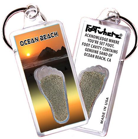 Ocean Beach FootWhere® Souvenir Keychain. Made in USA-FootWhere® Souvenirs
