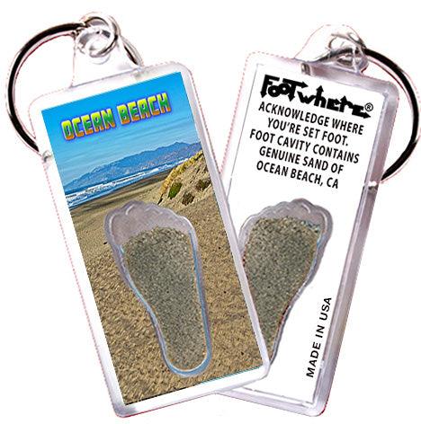 Ocean Beach FootWhere® Souvenir Keychains. 6 Piece Set. Made in USA-FootWhere® Souvenirs