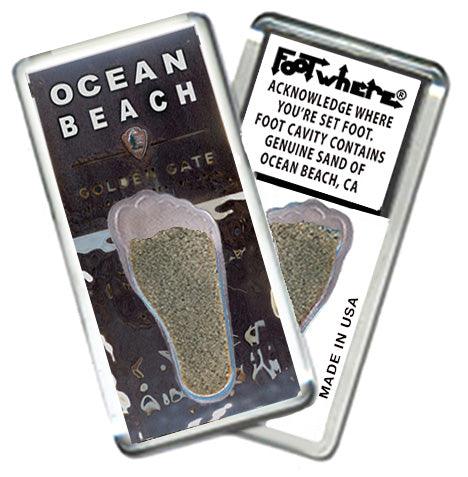Ocean Beach FootWhere® Souvenir Fridge Magnets. 6 Piece Set. Made in USA-FootWhere® Souvenirs