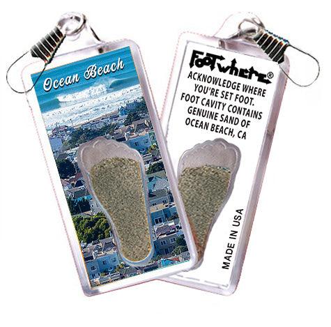 Ocean Beach FootWhere® Souvenir Zipper-Pull. Made in USA-FootWhere® Souvenirs