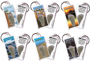 Ocean Beach FootWhere® Souvenir Keychains. 6 Piece Set. Made in USA-FootWhere® Souvenirs