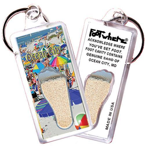 Ocean City FootWhere® Souvenir Keychain. Made in USA-FootWhere® Souvenirs