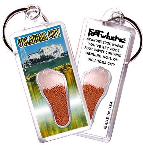 Oklahoma City FootWhere® Souvenir Keychain. Made in USA-FootWhere® Souvenirs