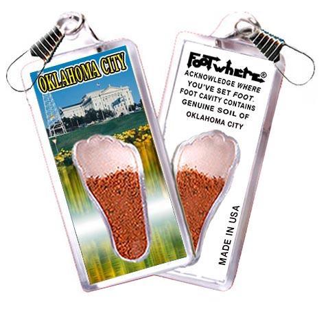 Oklahoma City FootWhere® Souvenir Zipper-Pull. Made in USA-FootWhere® Souvenirs