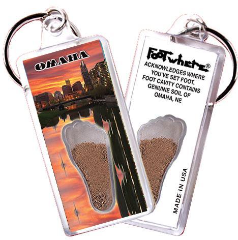 Omaha FootWhere® Souvenir Keychain. Made in USA-FootWhere® Souvenirs