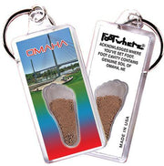 Omaha FootWhere® Souvenir Keychain. Made in USA-FootWhere® Souvenirs