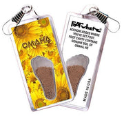 Omaha FootWhere® Souvenir Zipper-Pull. Made in USA-FootWhere® Souvenirs