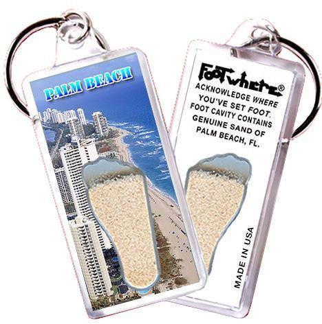 Palm Beach, FL FootWhere® Souvenir Key Chain. Made in USA-FootWhere® Souvenirs