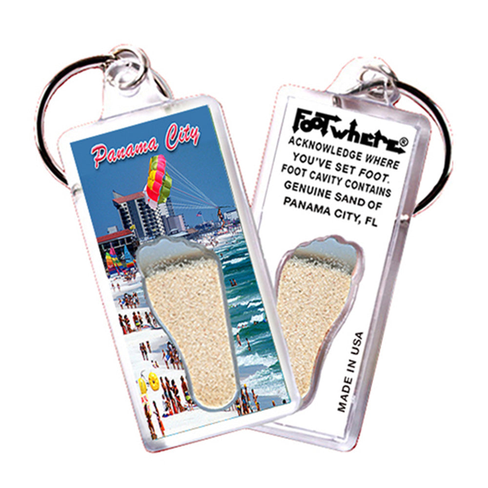 Panama City, FL FootWhere® Souvenir Keychain. 72 pieces/ 6 assorted styles.