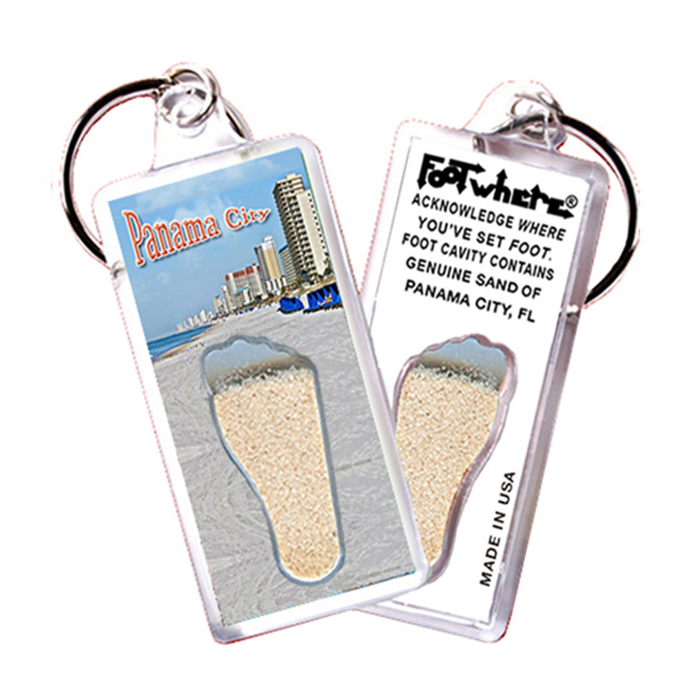 Panama City, FL FootWhere® Souvenir Keychain. 72 pieces/ 6 assorted styles.