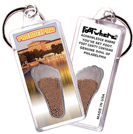 Philadelphia FootWhere® Souvenir Keychain. Made in USA-FootWhere® Souvenirs