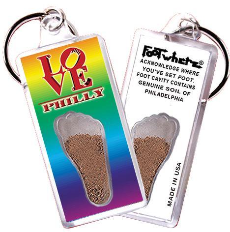 Philadelphia FootWhere® Souvenir Keychain. Made in USA-FootWhere® Souvenirs