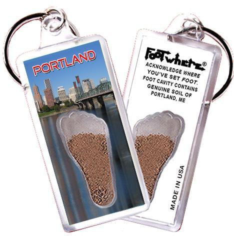 Portland, ME FootWhere® Souvenir Key Chain. Made in USA-FootWhere® Souvenirs