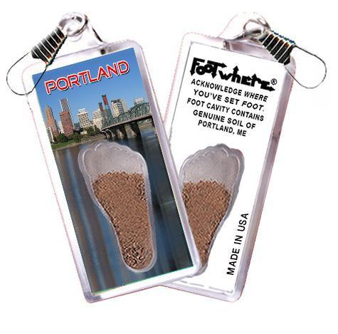 Portland, ME FootWhere® Souvenir Zipper-Pull. Made in USA-FootWhere® Souvenirs