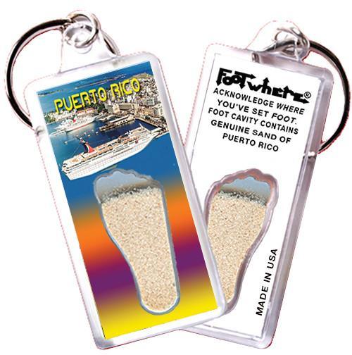 Puerto Rico FootWhere® Souvenir Key Chain. Made in USA-FootWhere® Souvenirs