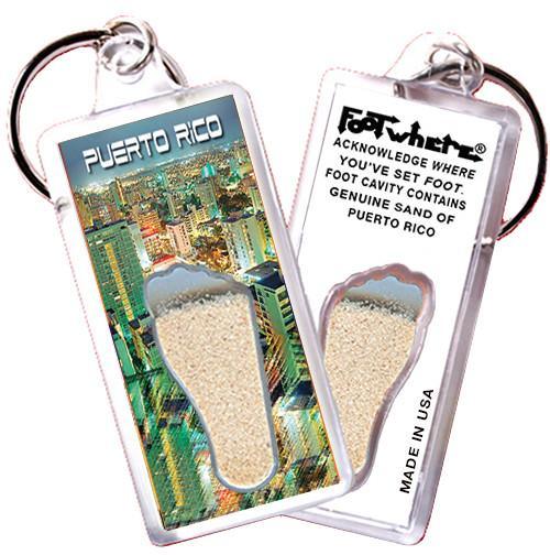 Puerto Rico FootWhere® Souvenir Key Chain. Made in USA-FootWhere® Souvenirs