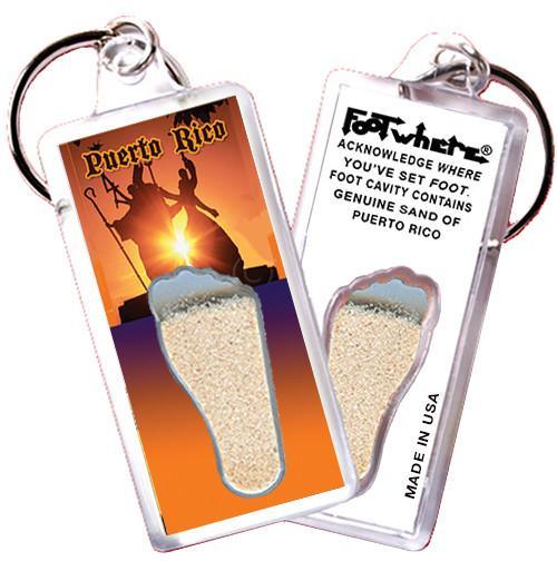 Puerto Rico FootWhere® Souvenir Key Chain. Made in USA-FootWhere® Souvenirs