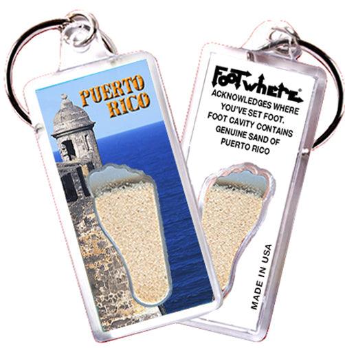 Puerto Rico FootWhere® Souvenir Keychains. 6 Piece Set. Made in USA - FootWhere® Souvenir Shop