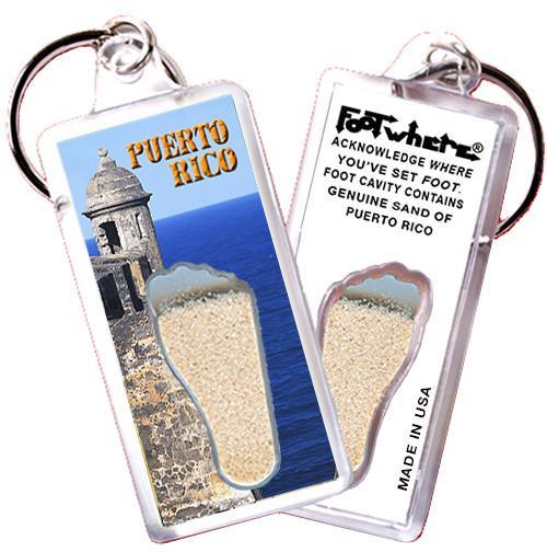 Puerto Rico FootWhere® Souvenir Key Chain. Made in USA-FootWhere® Souvenirs