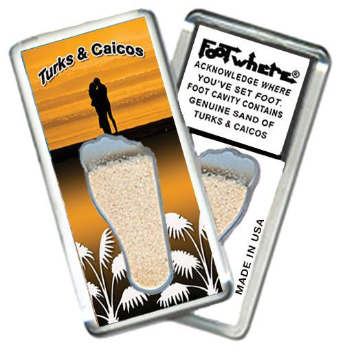 Turks & Caicos FootWhere® Souvenir Magnet. pieces/6 assorted styles.-FootWhere® Souvenirs
