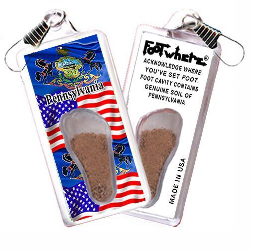 Pennsylvania FootWhere® Souvenir Zipper-Pull. Made in USA-FootWhere® Souvenirs