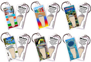 Belize FootWhere® Souvenir Keychains. 6 Piece Set. Made in USA - FootWhere® Souvenir Shop
