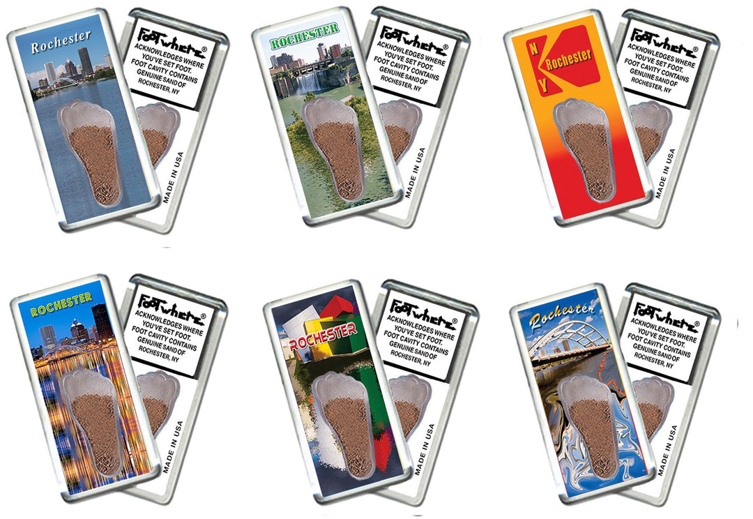 Rochester FootWhere® Souvenir Fridge Magnets. 6 Piece Set. Made in USA-FootWhere® Souvenirs