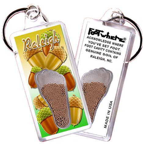Raleigh FootWhere® Souvenir Keychain. Made in USA-FootWhere® Souvenirs
