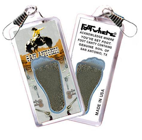 San Antonio FootWhere® Souvenir Zipper-Pull. Made in USA-FootWhere® Souvenirs