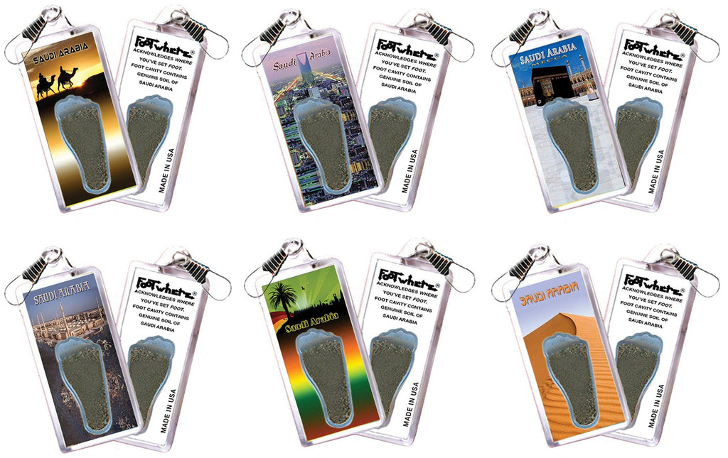 Saudi Arabia FootWhere® Souvenir Zipper-Pulls. 6 Piece Set. Made in USA - FootWhere® Souvenir Shop