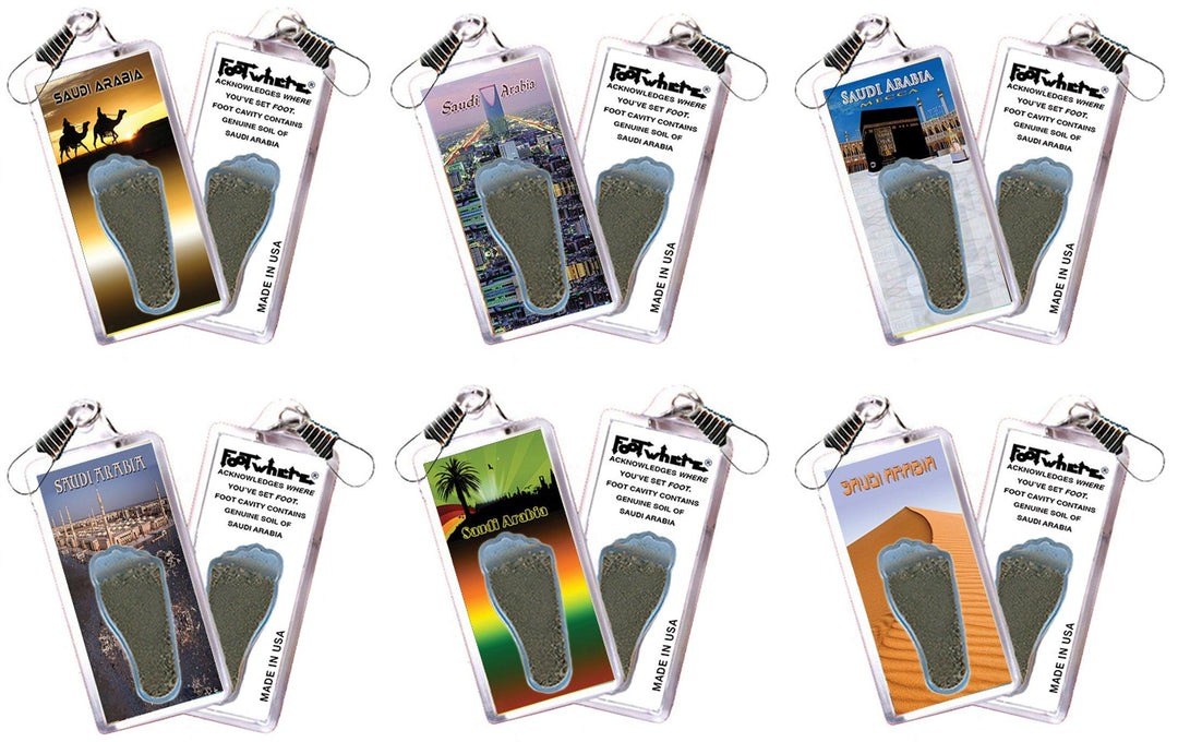 Saudi Arabia FootWhere® Souvenir Zipper-Pulls. 6 Piece Set. Made in USA - FootWhere® Souvenir Shop