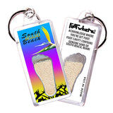 South Beach Miami FootWhere® Souvenir Keychains. 6 Piece Set. Made in USA - FootWhere® Souvenir Shop