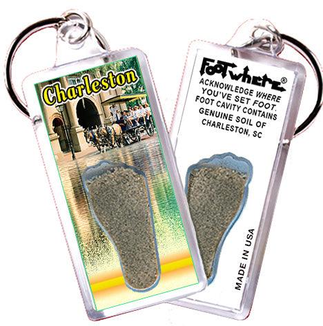 Charleston, SC FootWhere® Souvenir Keychains. 6 Piece Set. Made in USA-FootWhere® Souvenirs