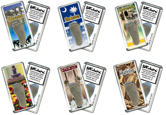 Charleston, SC FootWhere® Souvenir Fridge Magnets. 6 Piece Set. Made in USA-FootWhere® Souvenirs