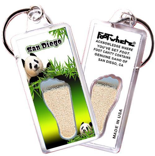 San Diego FootWhere® Souvenir Keychain. Made in USA-FootWhere® Souvenirs